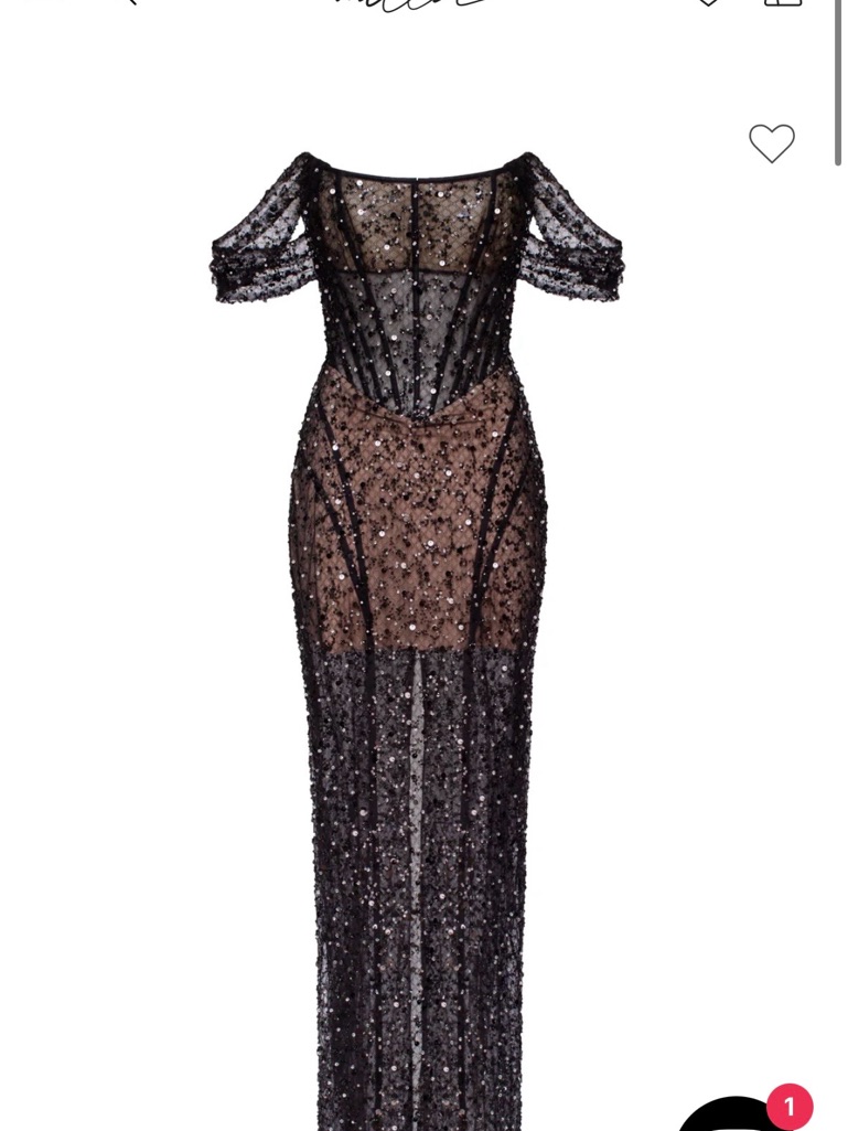Off-Shoulder Black Maxi Dress With Studded Detail